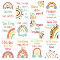 12er-Set Mental-Health-Poster mit Regenbogen und Motivationssprüchen für die Wand - Inspirierende Zitate Poster Set (QT1443-3)