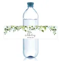Etichette per bottiglie d'acqua con foglie verdi e scritta 'FOR celebrating WITH US!' - Stile Foglia Verde Fresca (QT613-2)