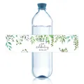 Etichette per bottiglie di nozze stile foresta con foglie verdi e testo di ringraziamento - Stile Botanico ad Acquerello (QT613-4)