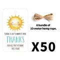 Summer gift tags with sun motif and hemp rope for teacher appreciation gift wrapping - Sun Pattern Tags And Hemp Rope (QT1414)