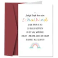 German Schulkind greeting card with hand-drawn rainbow and dark red envelope set - German Schulkind Theme (QT1421-4)