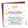 Teacher appreciation card set with heart crown graphics and a red envelope - Teaching Assistant Thank You Card (QT1457)