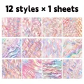 Détails macro de 12 papiers de scrapbooking scintillants aux textures perles et coquillages - 12 Styles de Motifs Mixtes (QT1466)