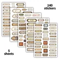 Set de 140 stickers vintage esthétiques en 5 feuilles pour scrapbooking et déco - QT1451