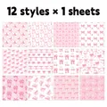 Vue en grille de 12 motifs incluant nœuds aquarelle, cerises et papier à damier rose - Style Nœud Rose (QT1446-3)
