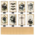 8 gotische Halloween-Grußkarten mit Schwarzer Katze, Totenkopf und Briefumschlägen - Gothic Vintage Serie (QT1502)