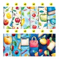 12-pack school scrapbook paper with watercolor motifs like apples and pencils - School Stationery Style (QT1413-1)