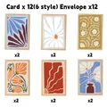 Detail of 12 vintage Matisse floral greeting cards with 6 abstract styles and envelopes - Botanical Texture Style (QT1532-3)