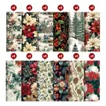 12-pack Christmas scrapbooking paper with holly berries, pine cones and winter house prints - 12 Assorted Festive Patterns (QT1531)