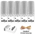 50 Halloween paper gift tags with spider web pattern and 10-meter hemp rope set - Spider Web Design (QT1491)