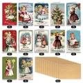 12er Set Vintage Weihnachtskarten mit Weihnachtsmann, Schneemännern und Umschlägen - Vintage Illustrationsstil (QT1548-1)