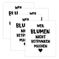 Set of 4 German wine bottle stickers with black text and heart on white background - Flower Not Drunk Style (QT1435)