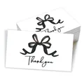 Stack of white watercolor thank you cards featuring a minimalist black bow design - Black Watercolor Bow (QT1442-6) / 50 Sheets