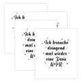 Set of 4 minimalist German wine bottle labels with 'Ich brauche WIR' text and red hearts - Dose Of Us Style (QT1439-3)