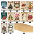 Detailansicht von 12 Vintage Weihnachtskarten mit festlichen Motiven und Kraftumschlägen - Klassischer Festlicher Stil (QT1548-2)