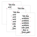 Set of 4 German wine bottle labels with 'Ich bin froh dass es Dich gibt' and red heart - Glad You Exist Style (QT1439-4)