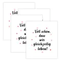 Set of square white German decorative wine labels with heart pattern and warm greetings - Living Simultaneously Style (QT1439-5)