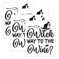 Detalle de etiquetas de vino de Halloween con motivos de sombrero de bruja y texto - Tema de Bruja (QT1503-1)