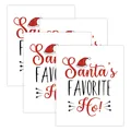 Set di 4 etichette natalizie per bottiglie di vino con glitter rossi e design Santa - Stile Preferito di Babbo Natale (QT1521-1)