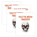 Set de 4 pegatinas impermeables para botellas de vino de Halloween con diseño cráneo - Tema de Calavera (QT1503-2)