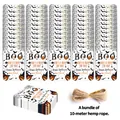 Halloween gift tags set featuring pumpkin and ghost designs with 10m natural hemp rope - Qt1480-1