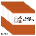 Detalle de 10 etiquetas Happy Halloween para mini chocolatinas con fantasmas y calabaza - Estilo de Calabaza con Lunares Naranjas y Negros (QT1493-2)