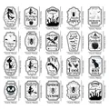 Set de 20 etiquetas vintage de Halloween para botellas con arte vectorial en blanco y negro - Etiquetas de Botella de Boticario Retro (QT1479-2)