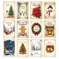 Set of 12 vintage Christmas postcards with retro holiday illustrations and festive greetings - Vintage Christmas Style (QT1556) / 12 Sheets