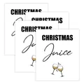 Set di 4 etichette per bottiglie di vino Christmas Juice con sfondo bianco e brindisi dorato - Stile Bicchiere di Succo di Natale (QT1521-3)