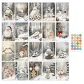 Set of 20 Christmas postcards with winter snow art and decorative round stickers - Winter Snow Art Style(QT1633-3) / Pack of 20