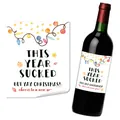 Detail of funny Christmas wine bottle label sticker with This Year Sucked text design - Humorous This Year Sucked Design (QT1551-1)