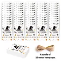Detail of Halloween gift tags with witch hat designs and 10-meter natural hemp rope - Witch Hat Broom Style (QT1480-4)