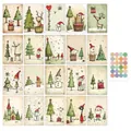 Set van 20 vintage kerststickers met schattige katten en 25 gekleurde ronde stickers - Vintage Kerst Kantoorartikelen Set (QT1602)