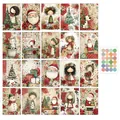 Set of 20 vintage Christmas decorative cards with retro hand-drawn holiday illustrations - Qt1633-1