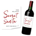 Detail of Secret Santa self-adhesive Christmas wine bottle labels with holiday greetings - Secret Santa Design (QT1551-2)