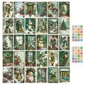 Set mit 30 Vintage-Weihnachtspostkarten und Wandaufklebern für die Retro-Feiertagsdekoration - Retro Weihnachtsillustration Stil (QT1603)