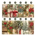 Set of 12 vintage Christmas scrapbook papers with festive patterns for holiday crafting - Vintage Christmas Red Green Style (QT1539-1)