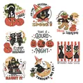 8 vintage Halloween αυτοκόλλητα UV DTF με μαύρες γάτες κολοκύθες και τρομακτικά σχέδια - Στυλ Vintage Εικονογράφησης (QT1498)