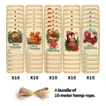 50er-Set Weihnachts-Geschenkanhänger mit Tiermotiven und 10 m langer Juteschnur - Süße Tier-Feiertags-Illustrationen (QT1558-2)