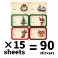 90pcs retro Christmas gift tags stickers with Santa and snowman on white background - Vintage Christmas Style (QT1613)