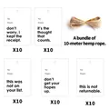 50-pack funny paper gift tags set with 10m natural jute twine for festive packaging - Qt1617