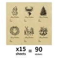 90 étiquettes de Noël vintage en papier kraft avec 6 motifs festifs dessinés à la main - Style Kraft Vintage de Noël (QT1616-2)