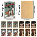 Detaillierte Größentabelle für 12 Weihnachts-Rentierkarten mit Kraftpapier-Umschlägen - Rentier-Serie (QT1563-3)