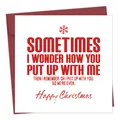 Funny Christmas greeting card with humor text and a matching deep red envelope - Red Bold Humorous Quote Card(QT1097-30)