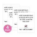 Detail showing set of 4 waterproof self-adhesive funny wine bottle labels for birthdays - Dirty Birthday Humor Style (QT772-5)