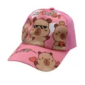 Roze kinderpet met schattige capibara-print en zonbescherming voor jongens en meisjes - Verstelbaar / Roze