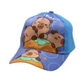Kinder-Baseballkappe in Hellblau mit lila Capybara-Cartoon-Print und breitem Sonnenschutz - Verstellbar / Blau