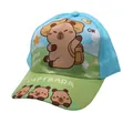 Kinder Baseballkappe mit süßem Capybara-Aufdruck in grünem und blauem Patchwork-Stil - Verstellbar / Grün