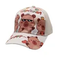 Gebroken witte honkbalpet voor kinderen met schattige capibara-prints en zonneklep - Verstelbaar / Beige