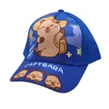 Blaue Kinder-Baseballkappe mit Cartoon-Capybara-Aufdruck und Keep Happy-Text für den Sonnenschutz - Verstellbar / Blau